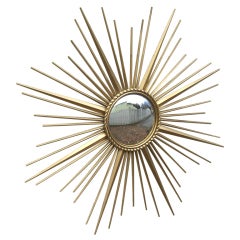 1950's French Gilt Metal Sunburst Mirror by Chaty of Vallauris