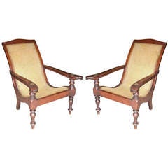 A Pair of Rare & Exquisite British Colonial Planter's Chairs