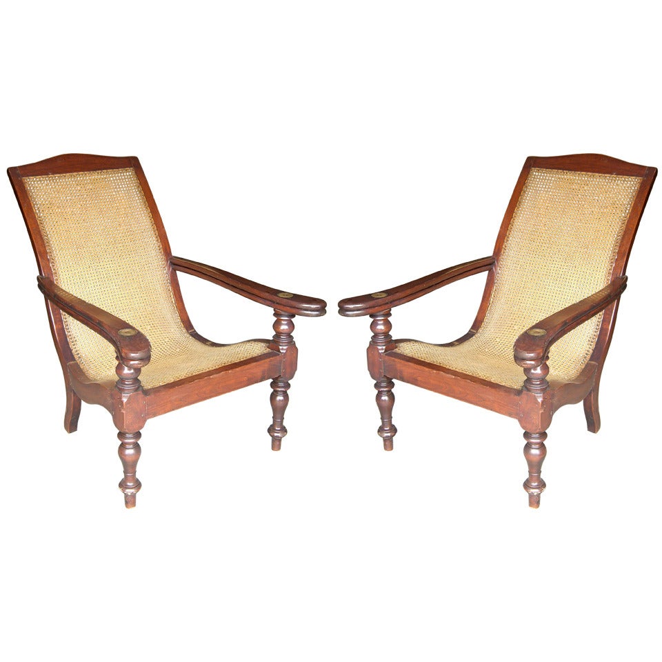 A Pair of Rare & Exquisite British Colonial Planter's Chairs