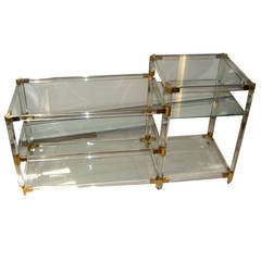 French 1970s Lucite Console with Glass Shelves 3