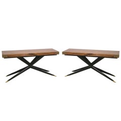 A Stunning Pair of  Flip-Top Tables Attributed to Vladamir Kagan