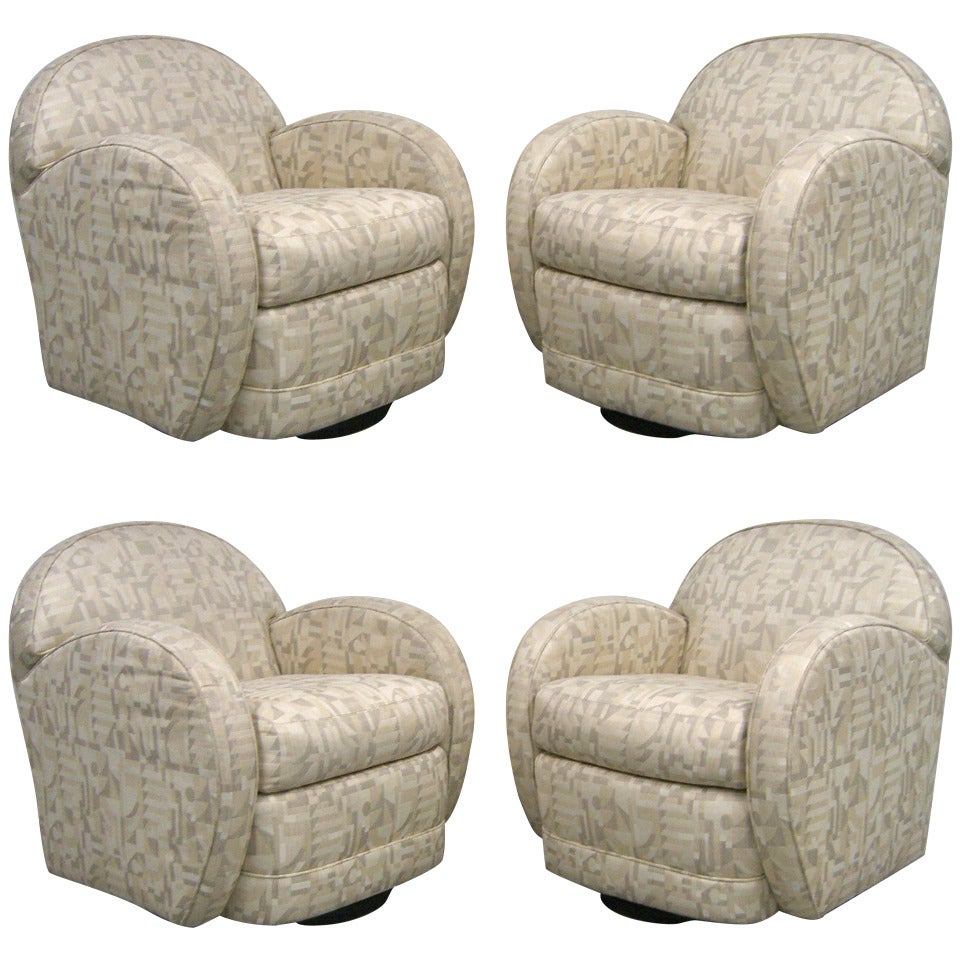 A Set of 4 Milo Baughman Designed Swivel Chairs from Directional
