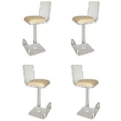 A Set of 4 Ultra Cool Lucite Bar Stools