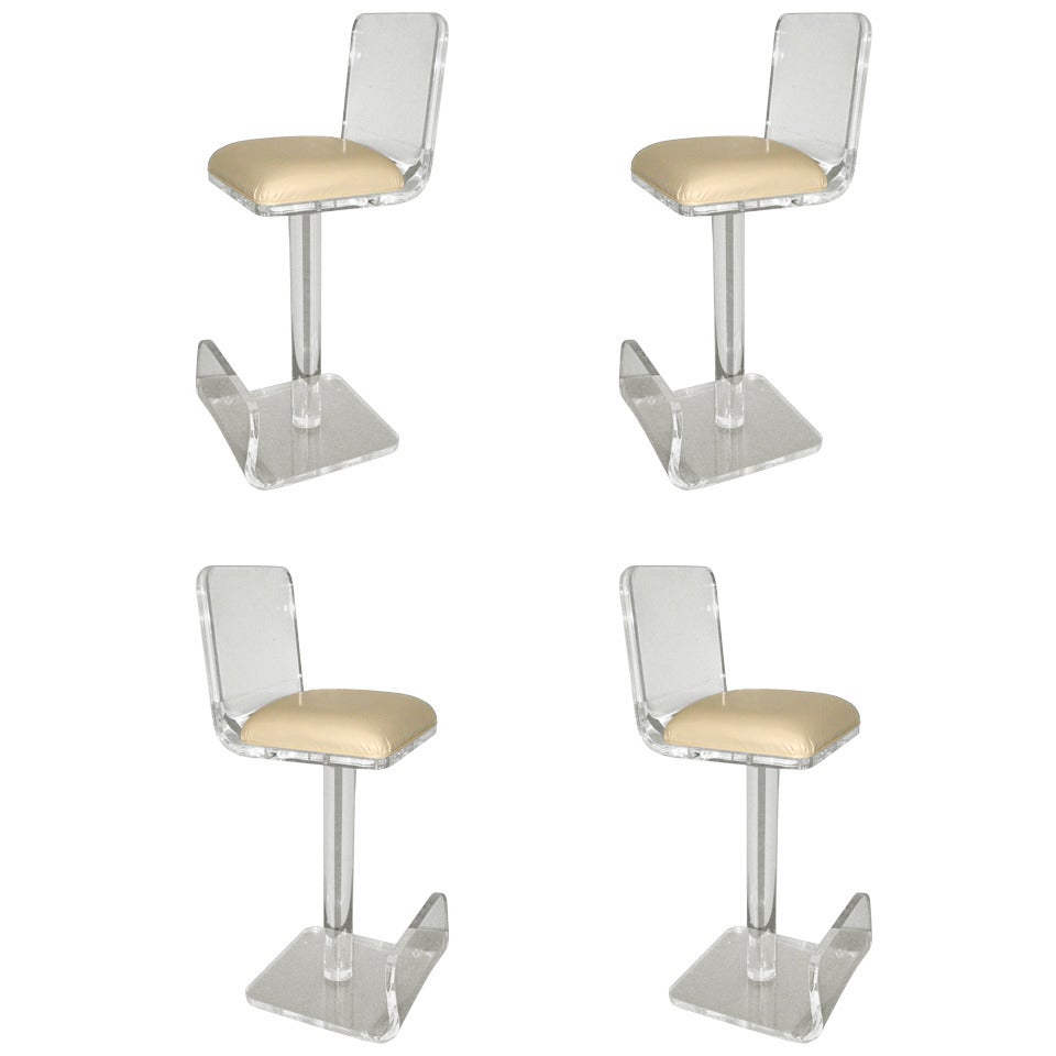 A Set of 4 Ultra Cool Lucite Bar Stools at 1stdibs