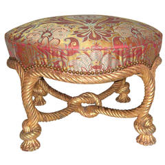 A Napoleon III Giltwood "rope and tassel" Upholstered Stool.