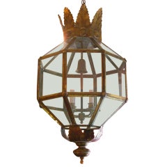 Large Italian Patinated Copper Hanging Lantern