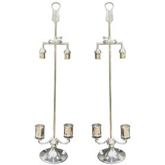 Pair of Retro French Silver Plate Table Lamps
