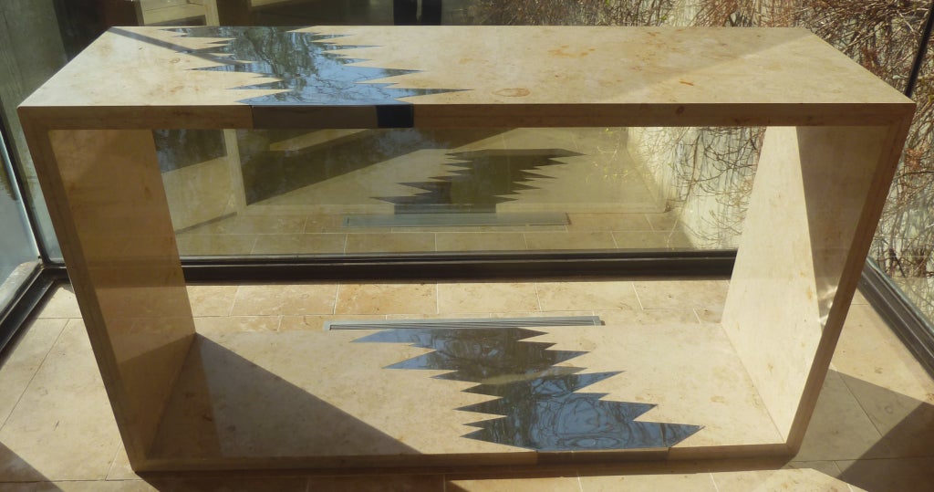 Custom Design Marble Console Table by Jay Spectre