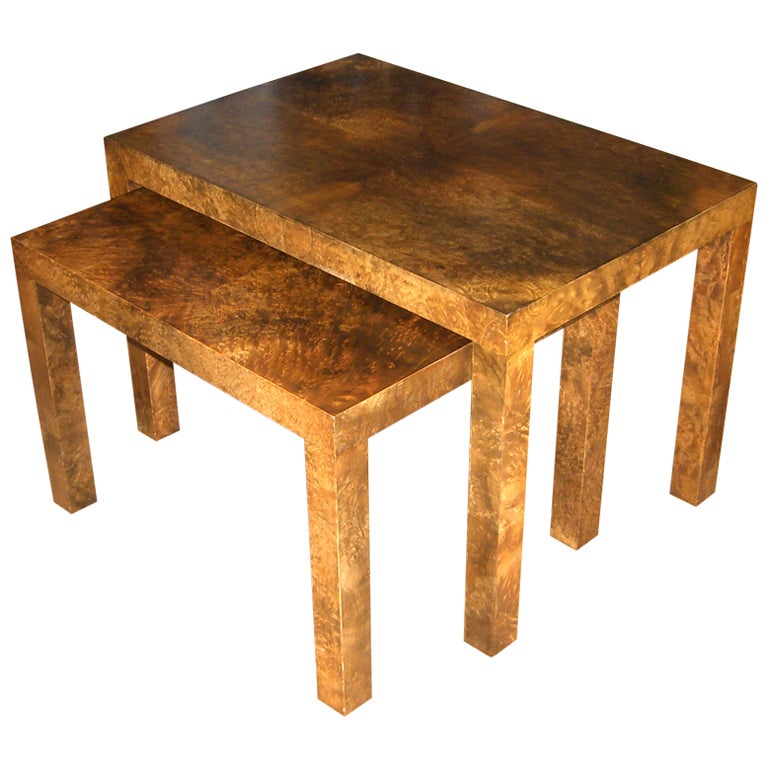 Set of Burl Wood Nesting Tables by Milo Baughman for Directional