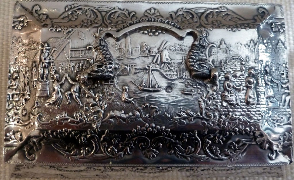 Pristine 19th Century Dutch Sterling Silver Casket Box