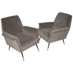 Pair of Mid Century Italian Armchairs in the Manner of Gio Ponti