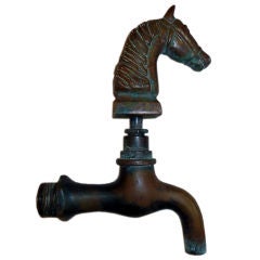 French Antique Spigot with Horse Head Handle