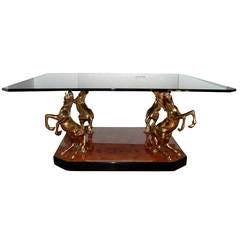 1970s French Brass Stallion Cocktail or Coffee Table 9