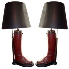 Pair of Antique English Style Riding Boots as Table Lamps