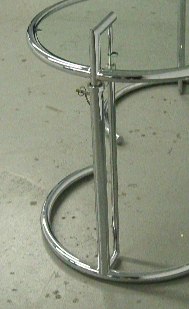 70's Era Chrome & Glass Side tables from the Eileen Gray Design In Excellent Condition In Mt Kisco, NY