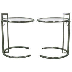 70's Era Chrome & Glass Side tables from the Eileen Gray Design