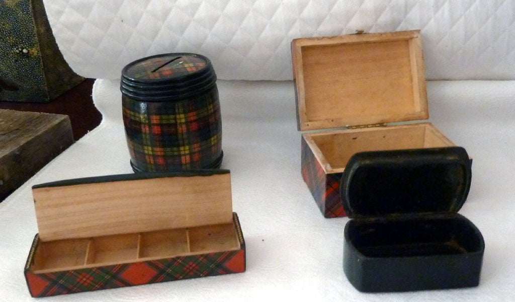 Collection of 19th Century Scottish Tartanware Boxes 1