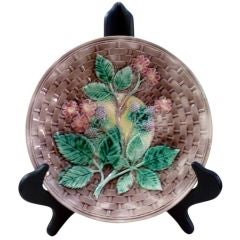 Antique Majolica Basket Weave Plate