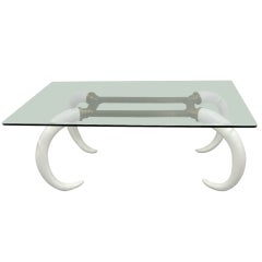 1970s Brass, Glass and Faux Tusk Dining Table