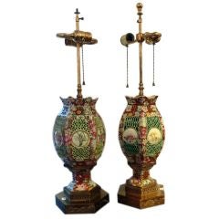 Pair of Early 20th Century Chinese Porcelain Wedding Lamps