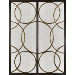 Gilt Circle Design Mirror with Antiqued Glass