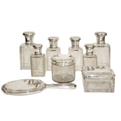 Antique Silver Baccarat Dressing Table Set 