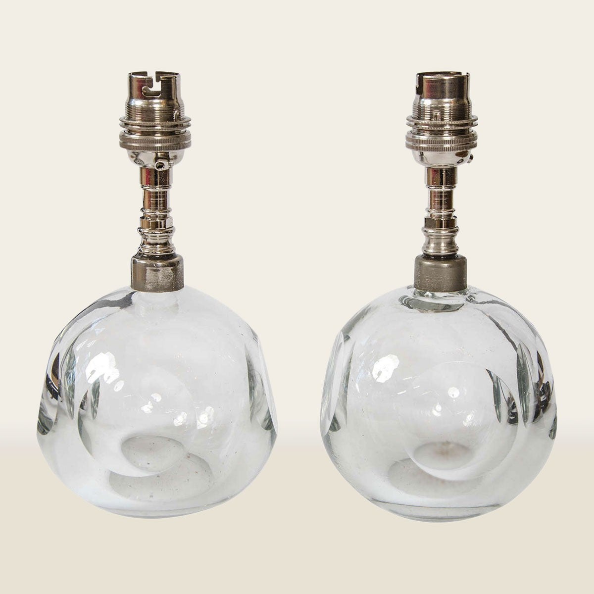 Pair of 1950s Czech Glass Ball Lamps