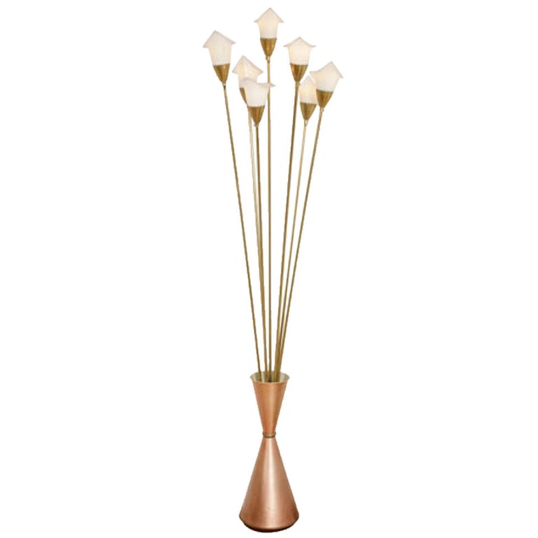 1950s Italian 'Calla' lilies floor lamp by Angelo Lelii For Sale at 1stDibs
