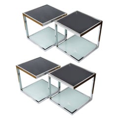 Two Pairs of 1950s Chrome Side Tables