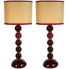 Pair Of Murano Ball Lamps