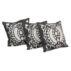 Charcoal And White Suzani Pillows
