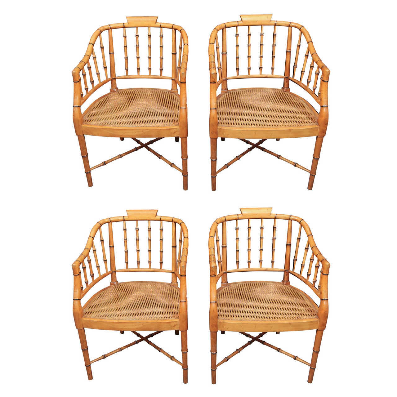 Set of 4 Mid Century Faux Bamboo Chairs