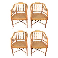 Set of 4 Mid Century Faux Bamboo Chairs