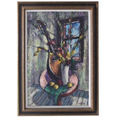 Used Important Modernist Floral Still Life Oil Painting By Harry Shoulberg