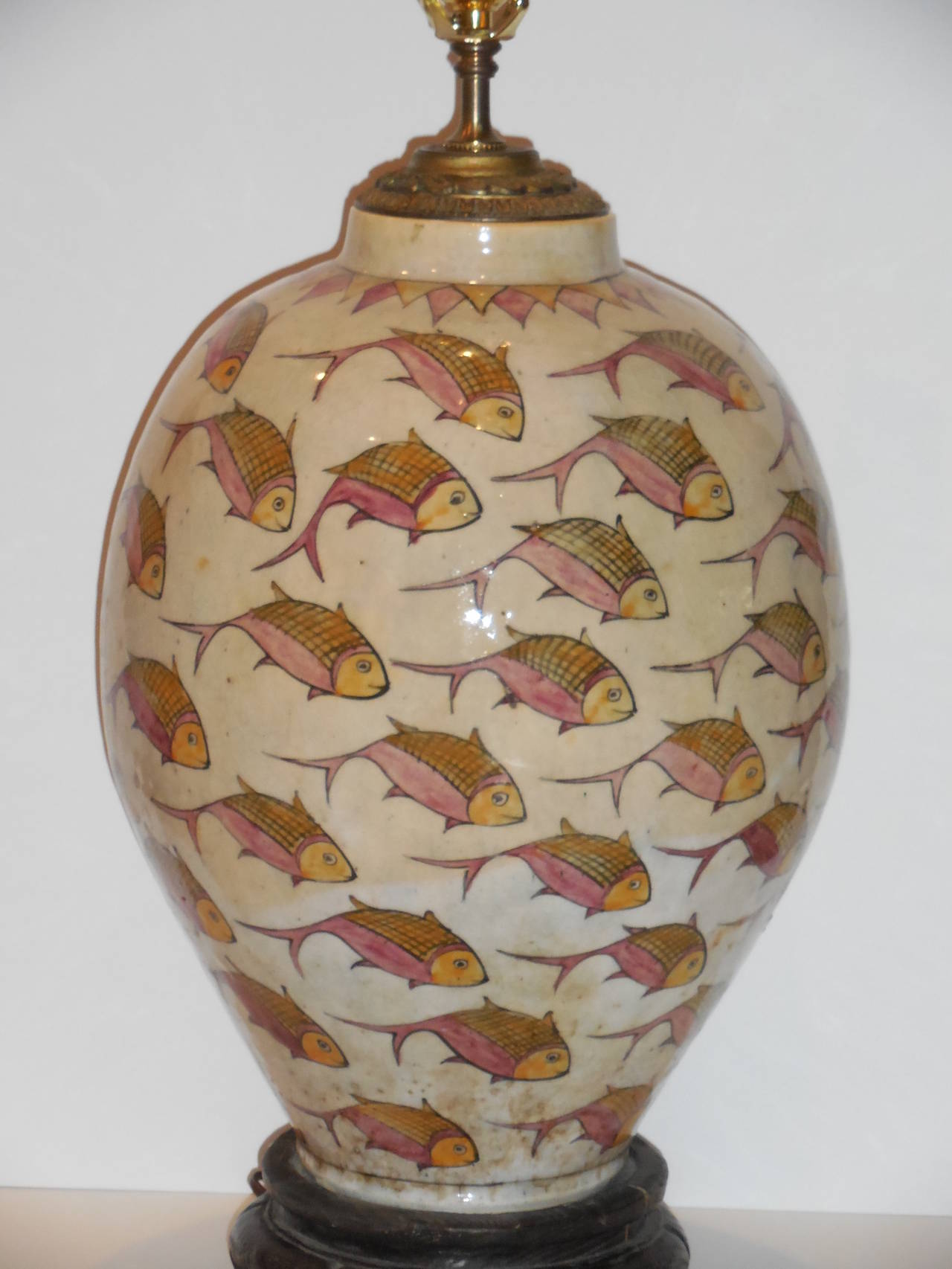 Large 1960s HandPainted Ceramic Table Lamp at 1stDibs