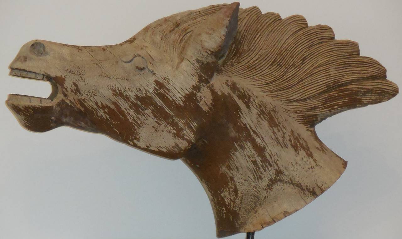 Antique HandCarved Wood Horse Head Sculpture at 1stDibs carved