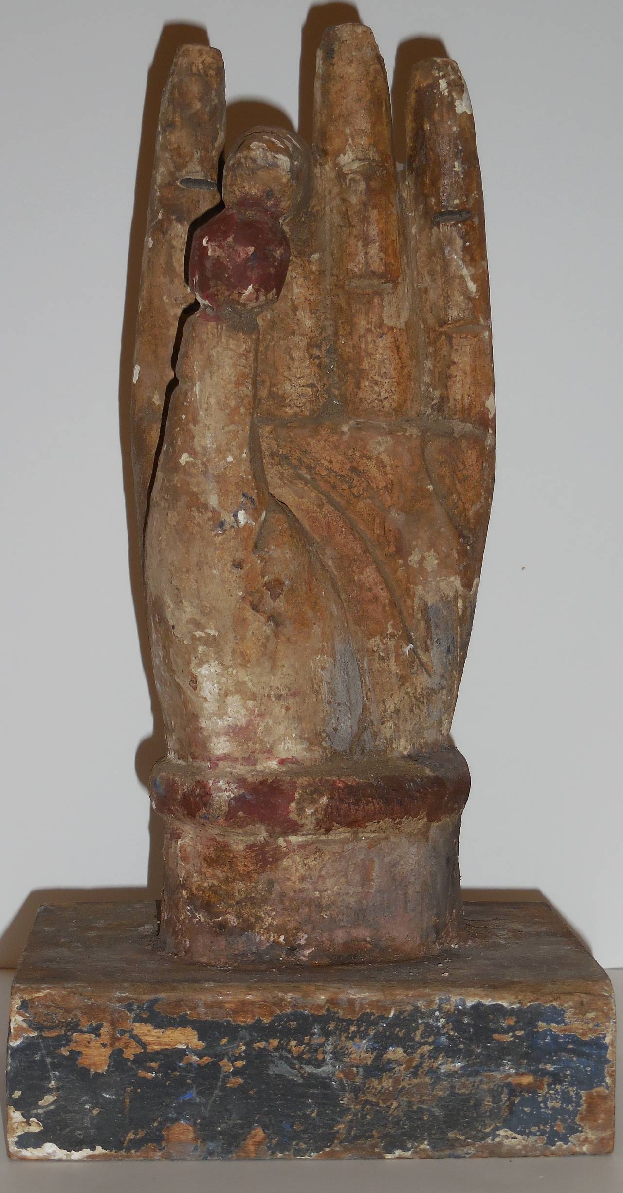 1960 Hand-Carved Chinese Hand Sculpture In Good Condition In Delray Beach, FL