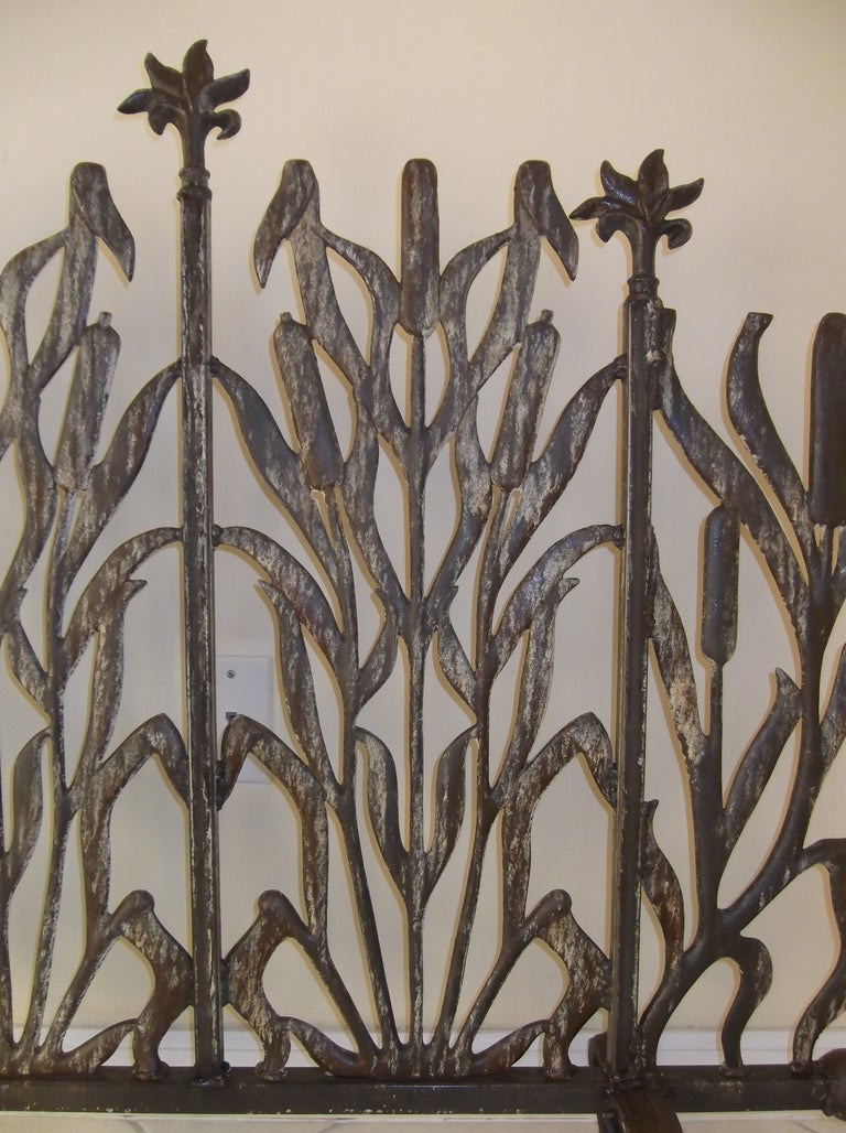 20th Century Artistic cast iron fireplace screen