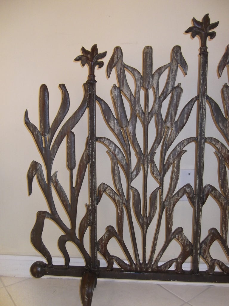 Artistic cast iron fireplace screen 2