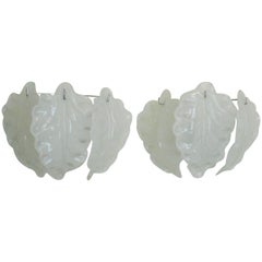 Pair of White Murano Glass Wall Sconces