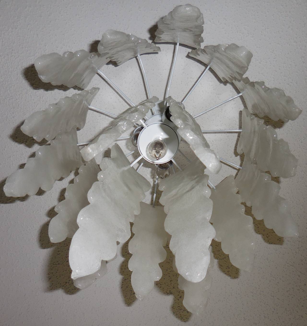 European White Frosted Glass Murano Chandelier