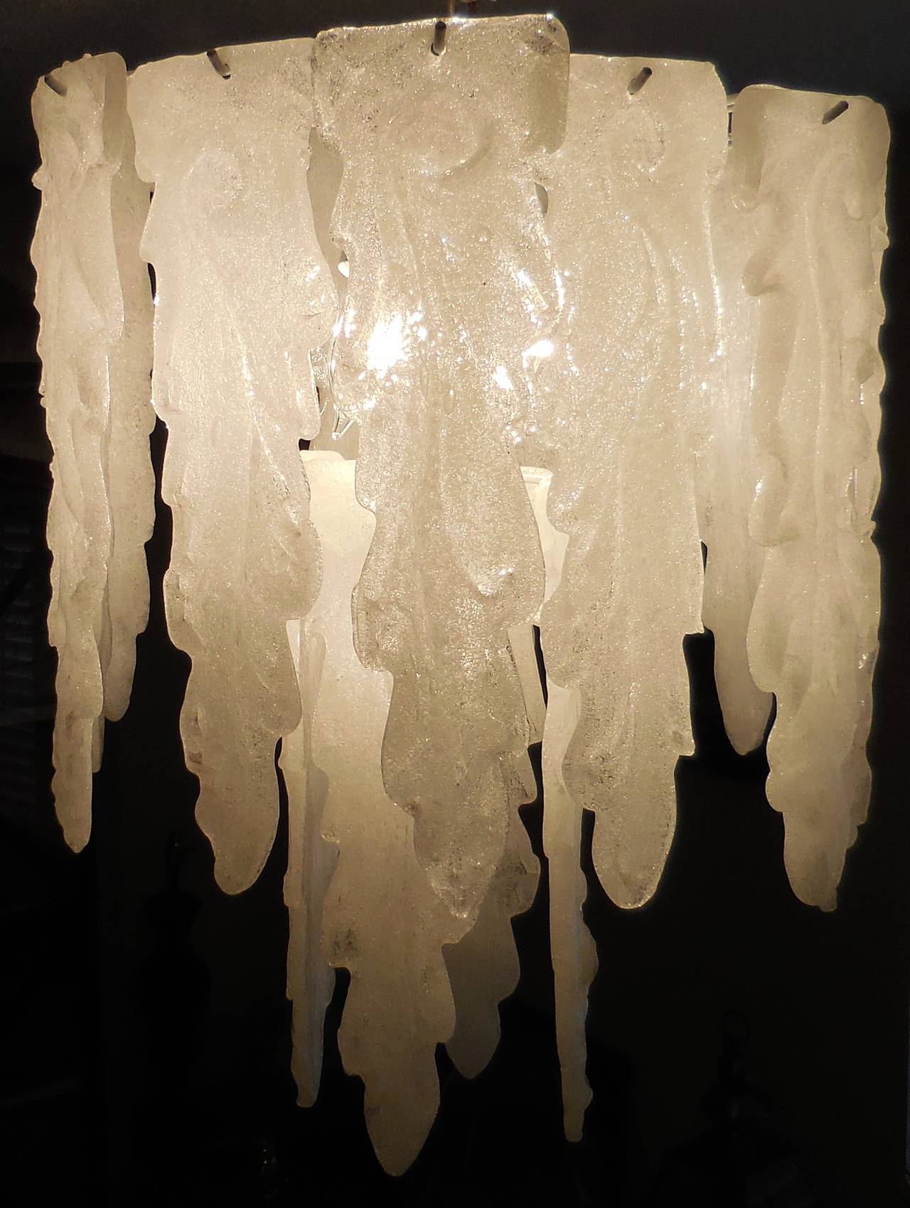 Metal White Frosted Glass Murano Chandelier