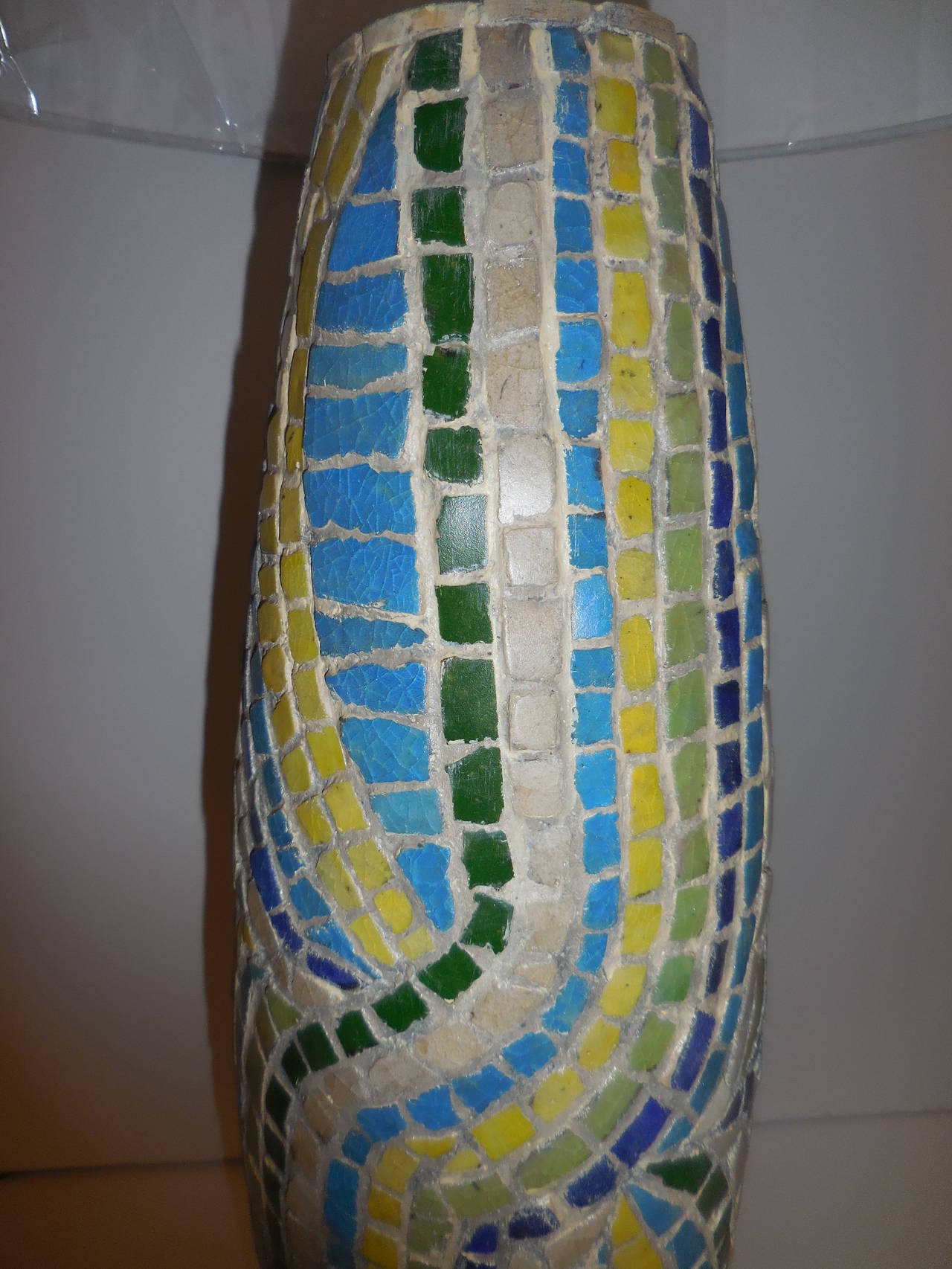 Pair of Artistic Mosaic Table Lamps In Excellent Condition In Delray Beach, FL