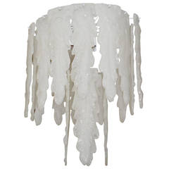 White Frosted Glass Murano Chandelier 1