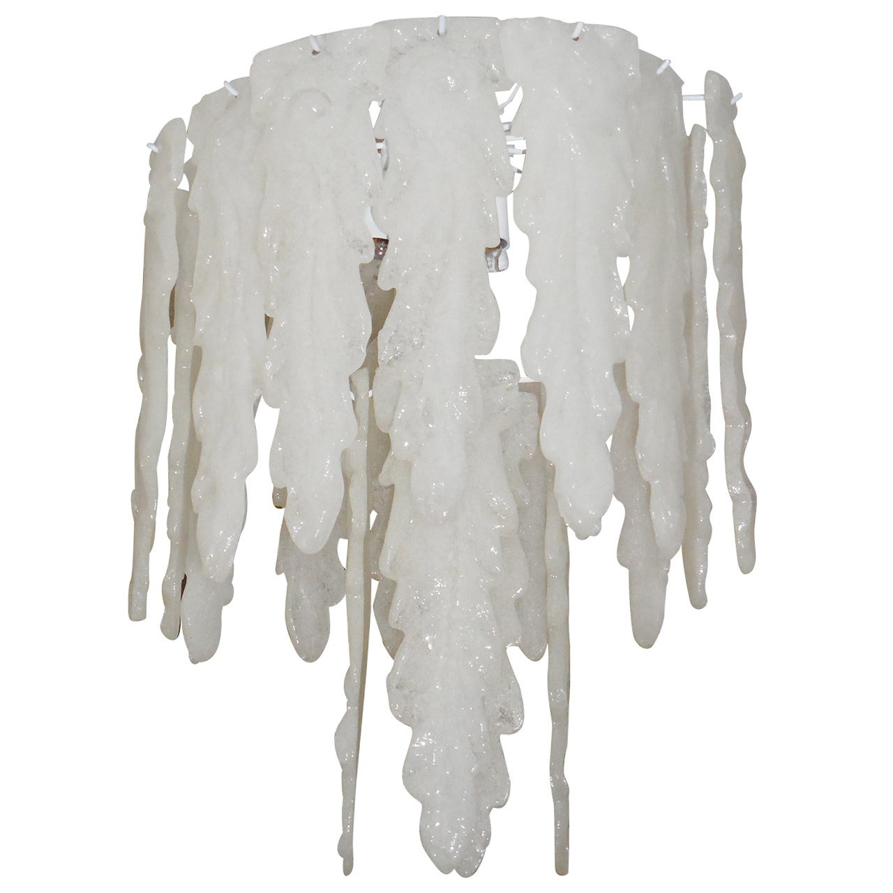 White Frosted Glass Murano Chandelier