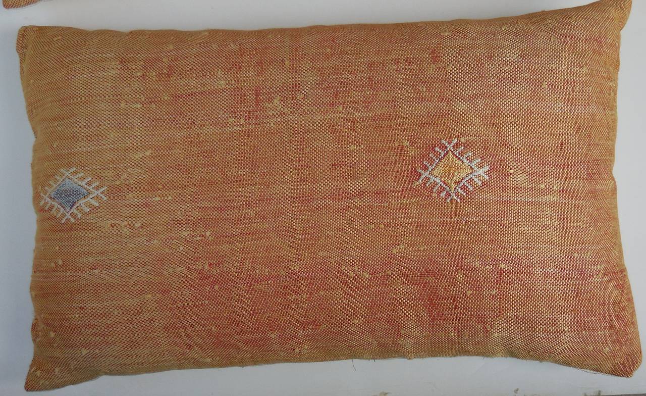 Asian Pair of Silk Rug Fragment Pillows