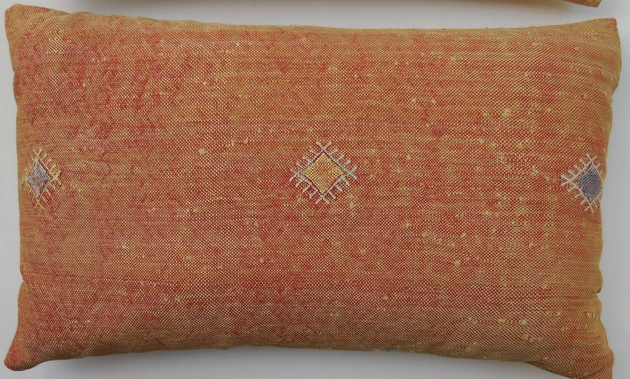 Late 20th Century Pair of Silk Rug Fragment Pillows