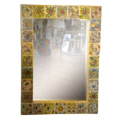 Vintage Persian tile mirror
