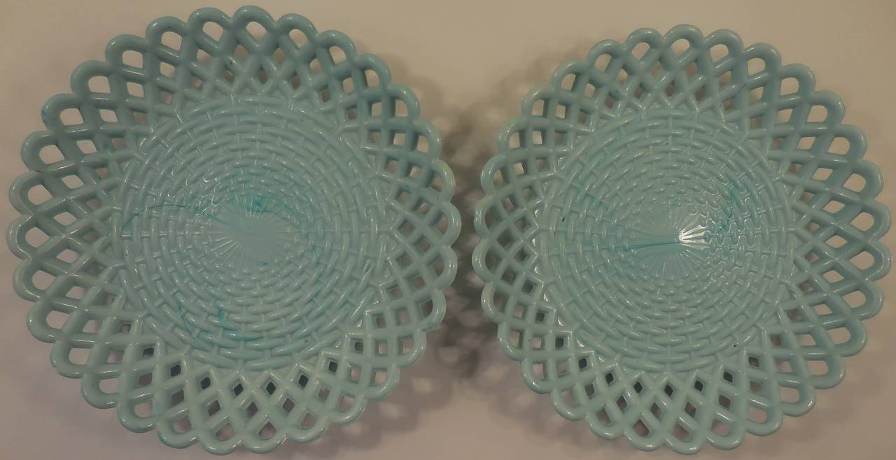 Pair of Antique Opaline Glass Plates 4