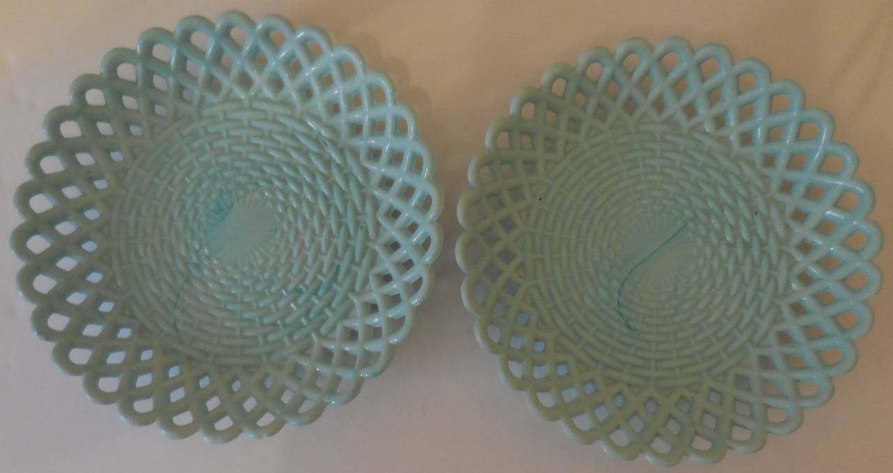 Pair of Antique Opaline Glass Plates 1